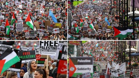 300 ألف متظاهر في لندن: أوقفوا المجزرة.. أوقفوا الاحتلال.. فلسطين حرة